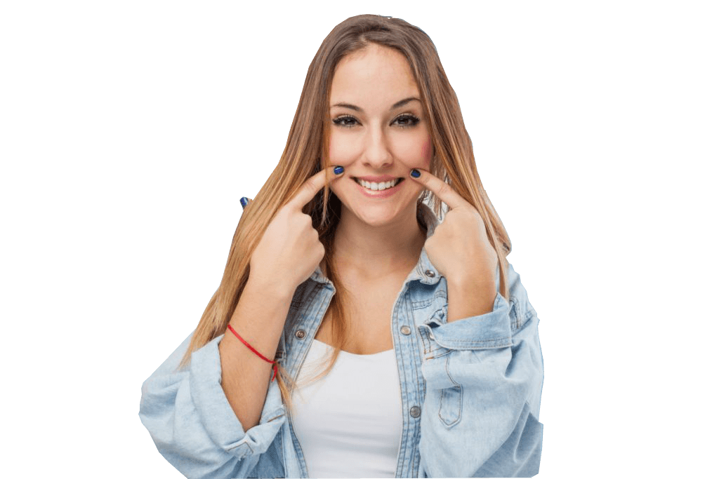 Girl smiling with dentures